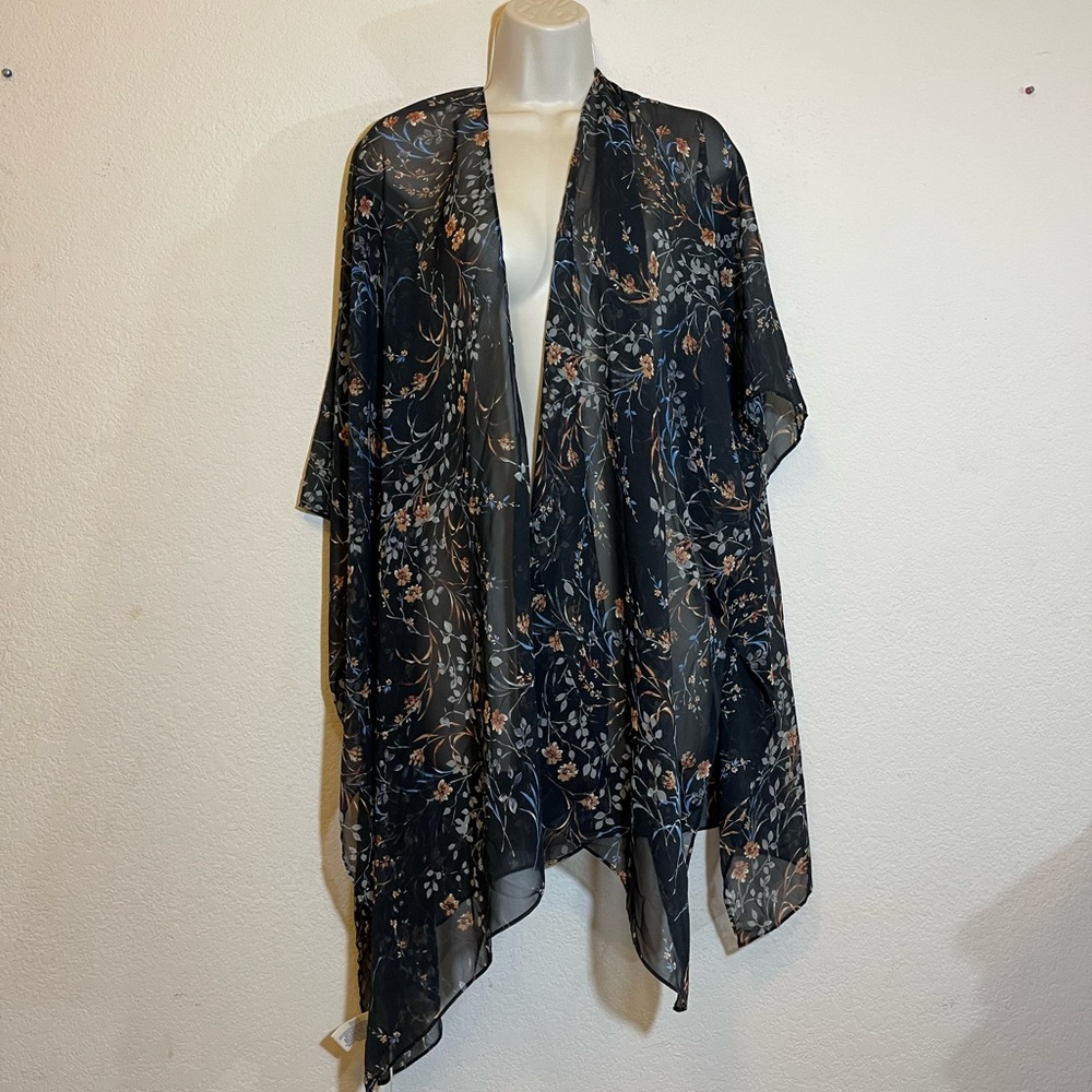 NWT Lucky Brand Sprigged Floral Kimono Sheer Chiffon - Picture 3 of 6